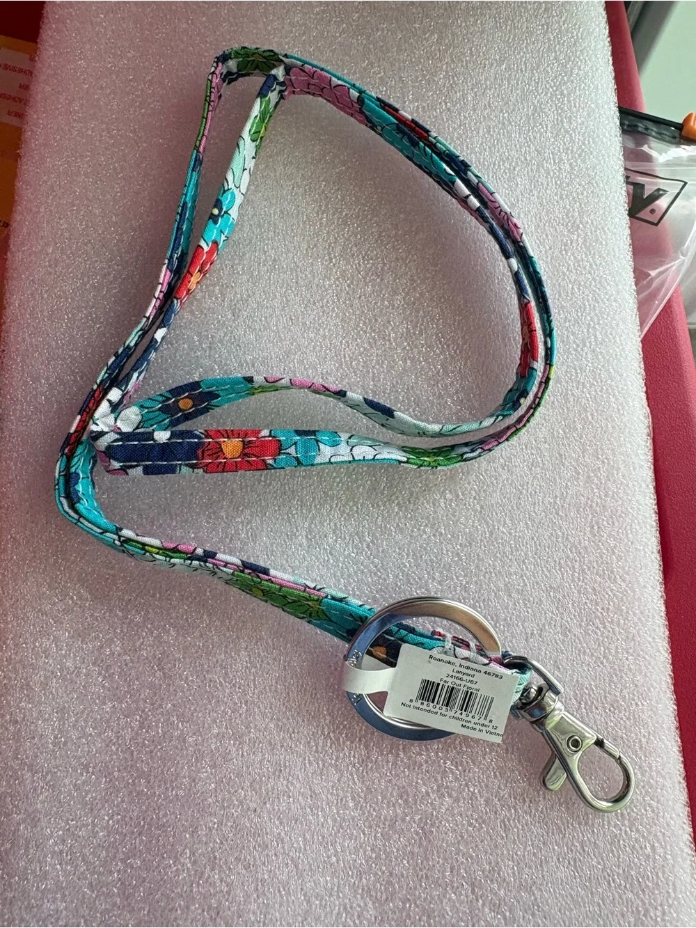 Vera Bradley Far Out Floral Print Cotton Lanyard Strap - Multicolor. Key Ring.